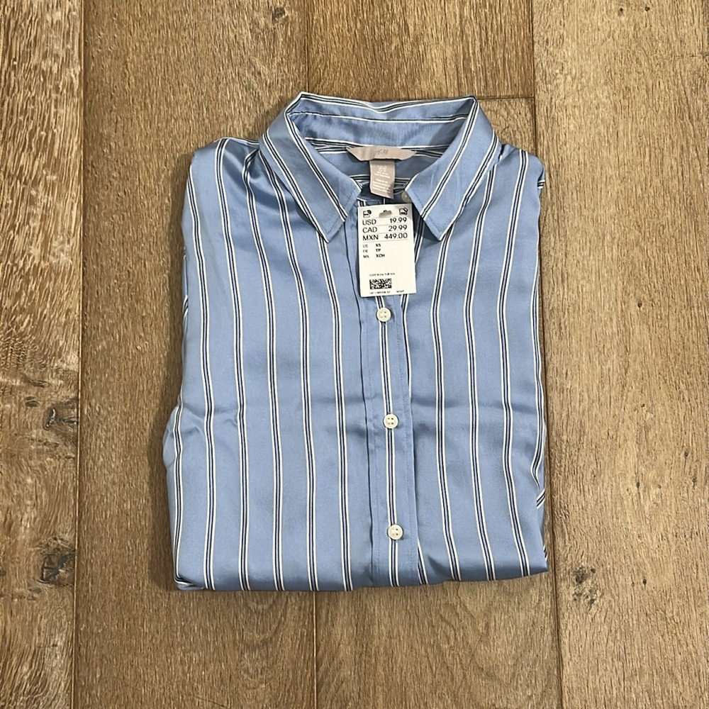 H&M Blue Striped Women's Dress Shirt